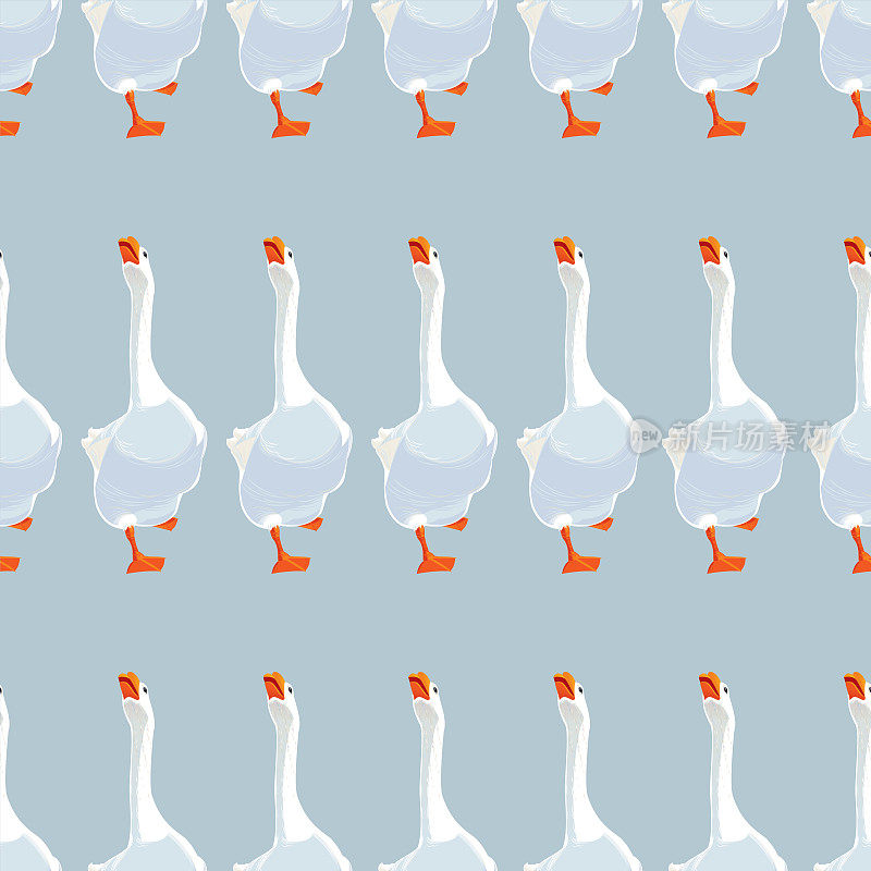 White Goose Seamless Pattern